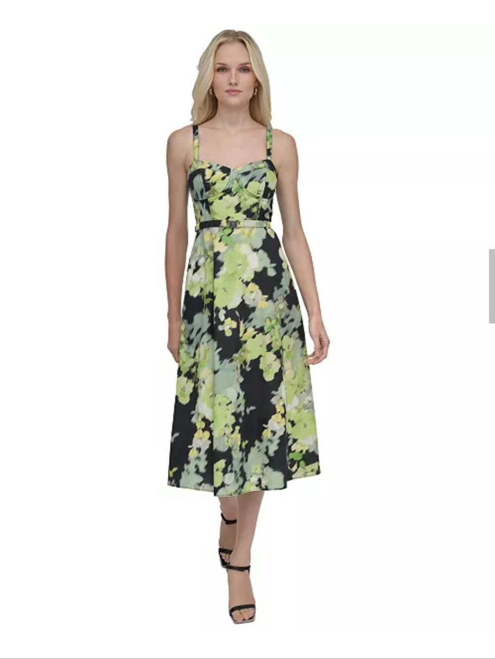 DKNY NWT Floral Maxi Belted Dress Size 2 Sleeveless Summer Resort Party